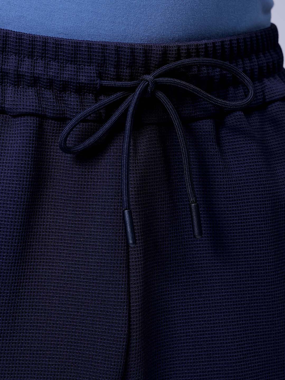 Men's Navy Relaxed Fit Solid Casual Shorts