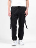 Men's Black Relaxed Fit Solid Utility Cargo