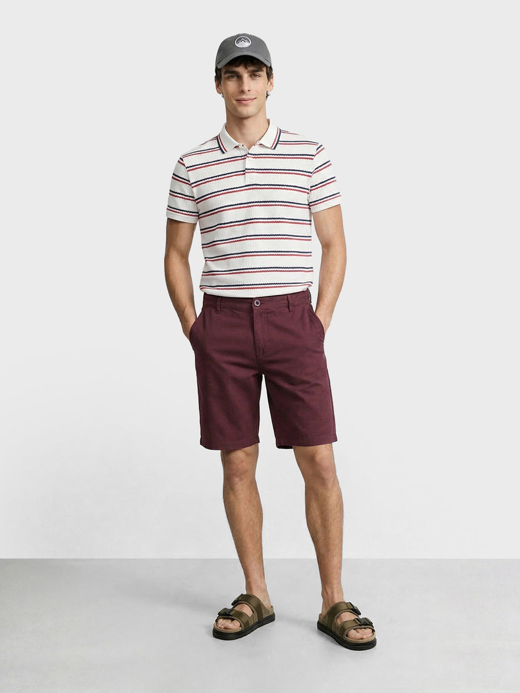 Men's Maroon Slim Fit Solid Casual Short