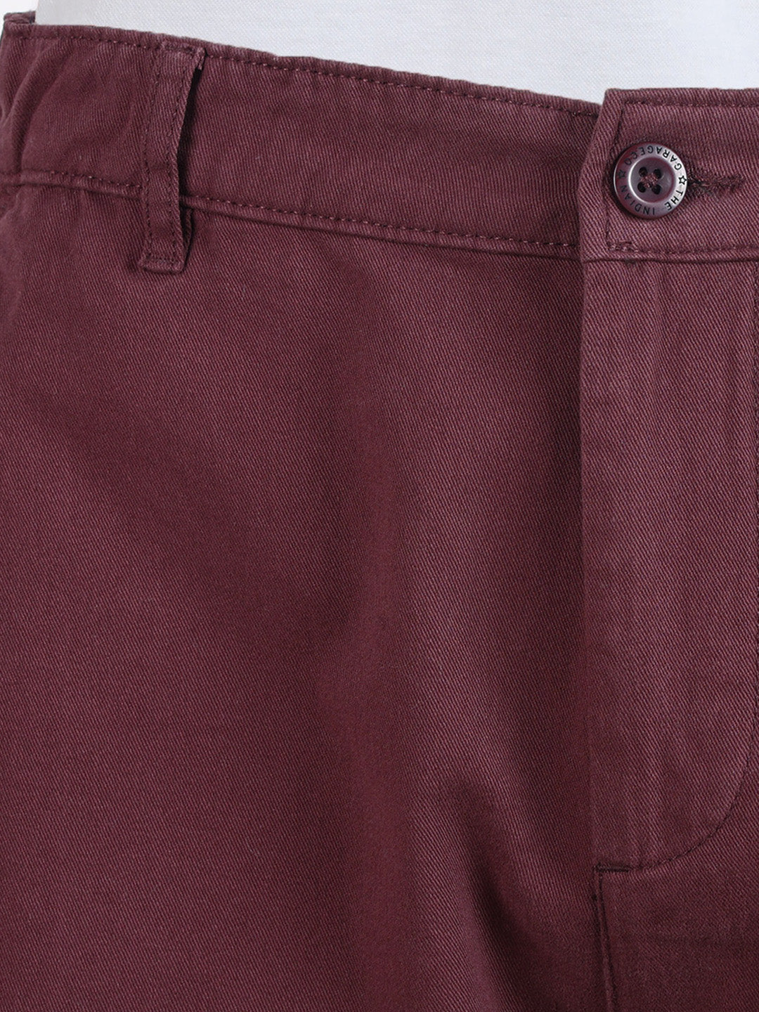 Men's Maroon Slim Fit Solid Casual Short