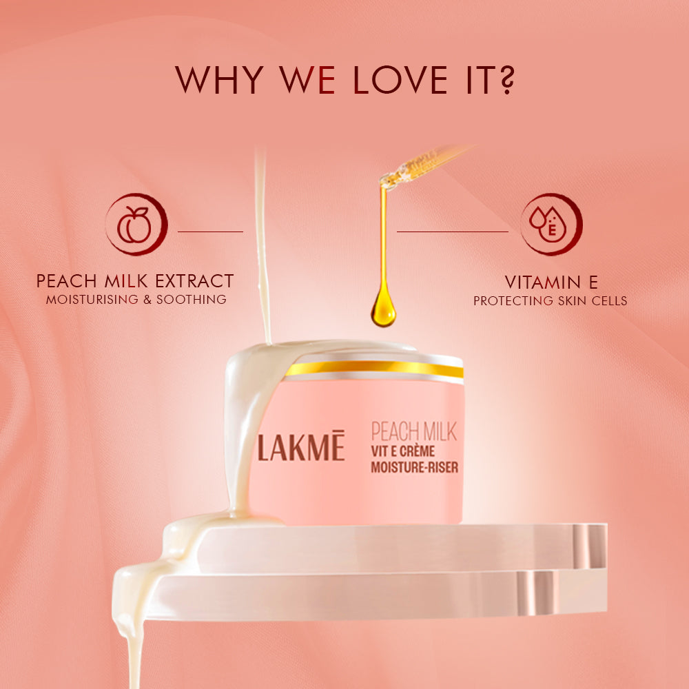 Lakmē Peach Ceramide Moisturizer with Hyaluronic, For Dry Skin, Normal Skin & Sensitive Skin 50g