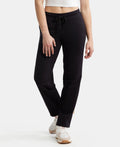 Super Combed Cotton Elastane Stretch Relaxed Fit Trackpants With Side Pockets - Black