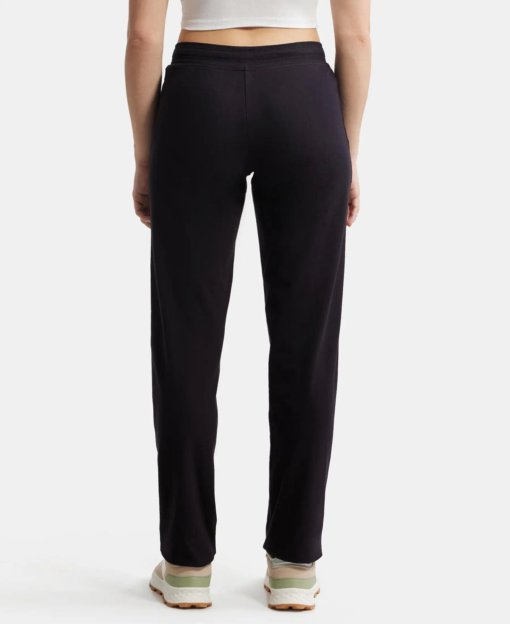 Super Combed Cotton Elastane Stretch Relaxed Fit Trackpants With Side Pockets - Black