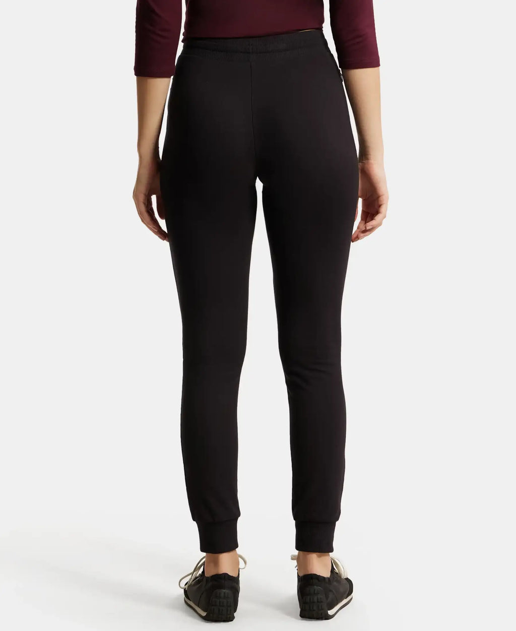 Super Combed Cotton Elastane French Terry Relaxed Fit Joggers With Zipper Pockets - Black