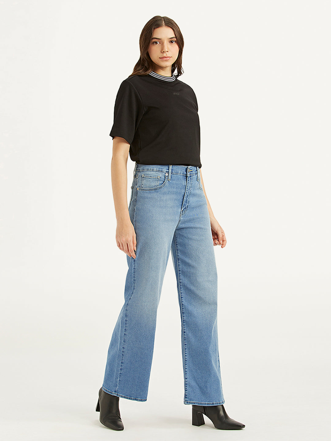 Women's Blue Mile High Wide Leg Fit High Rise Jeans