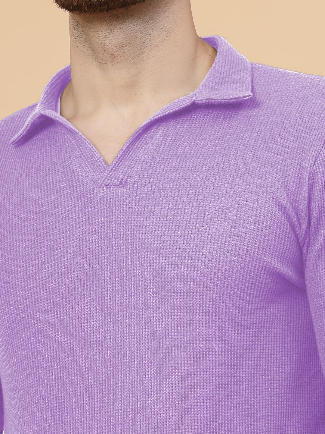 Men Purple Waffle T-shirt