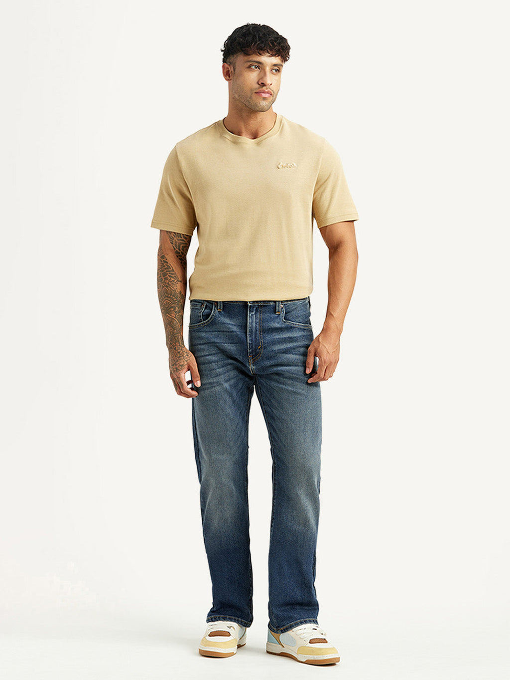 Men's Tinted 517 Blue Bootcut Mid Rise Jeans