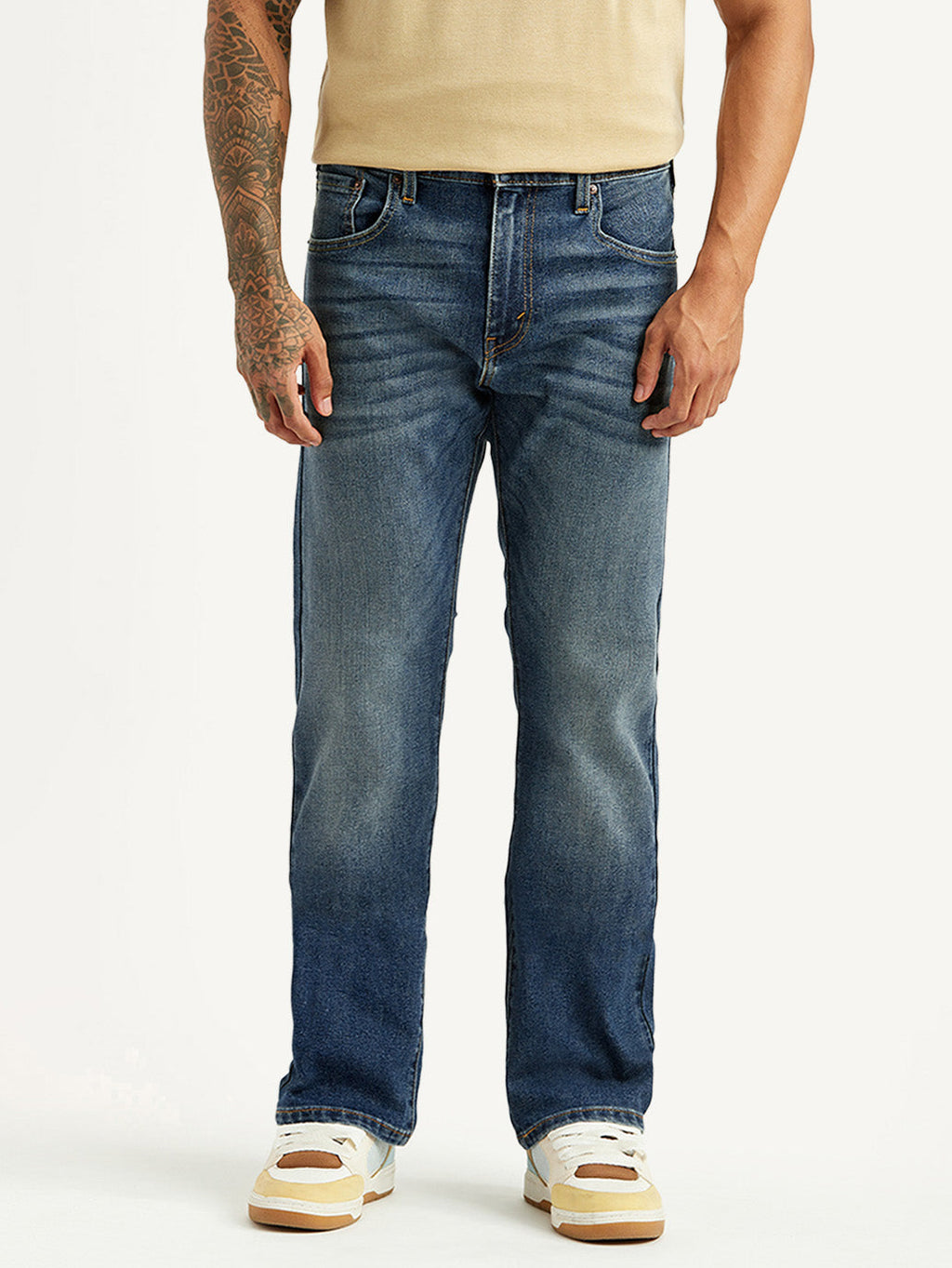Men's Tinted 517 Blue Bootcut Mid Rise Jeans
