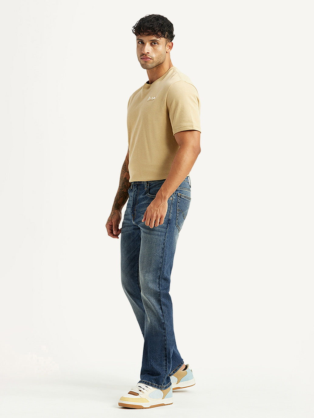 Men's Tinted 517 Blue Bootcut Mid Rise Jeans