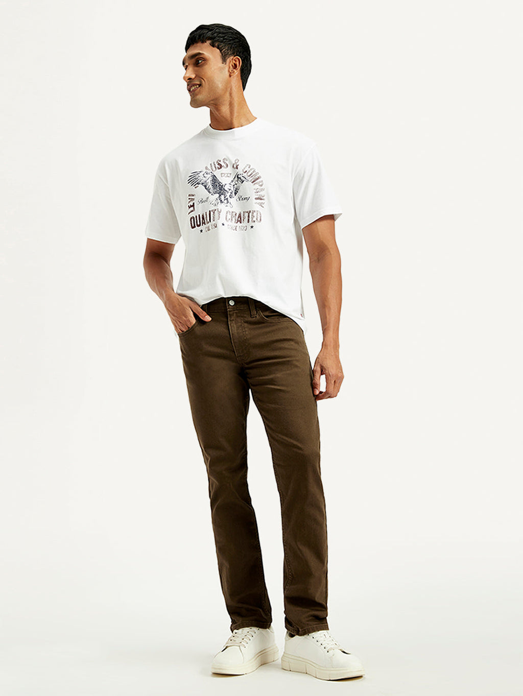 Men's 511 Brown Overdyed Slim Fit Mid Rise Jeans