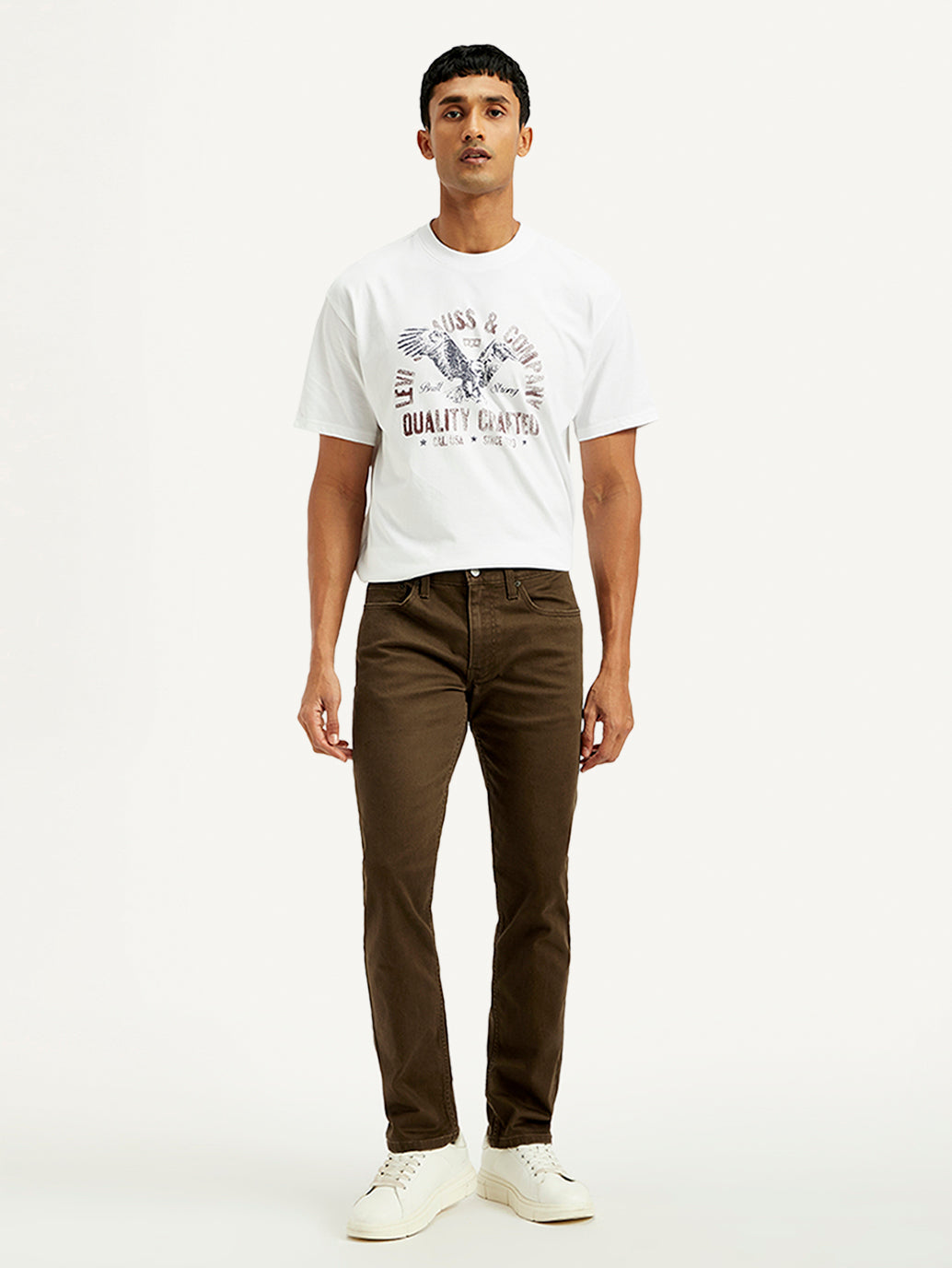 Men's 511 Brown Overdyed Slim Fit Mid Rise Jeans