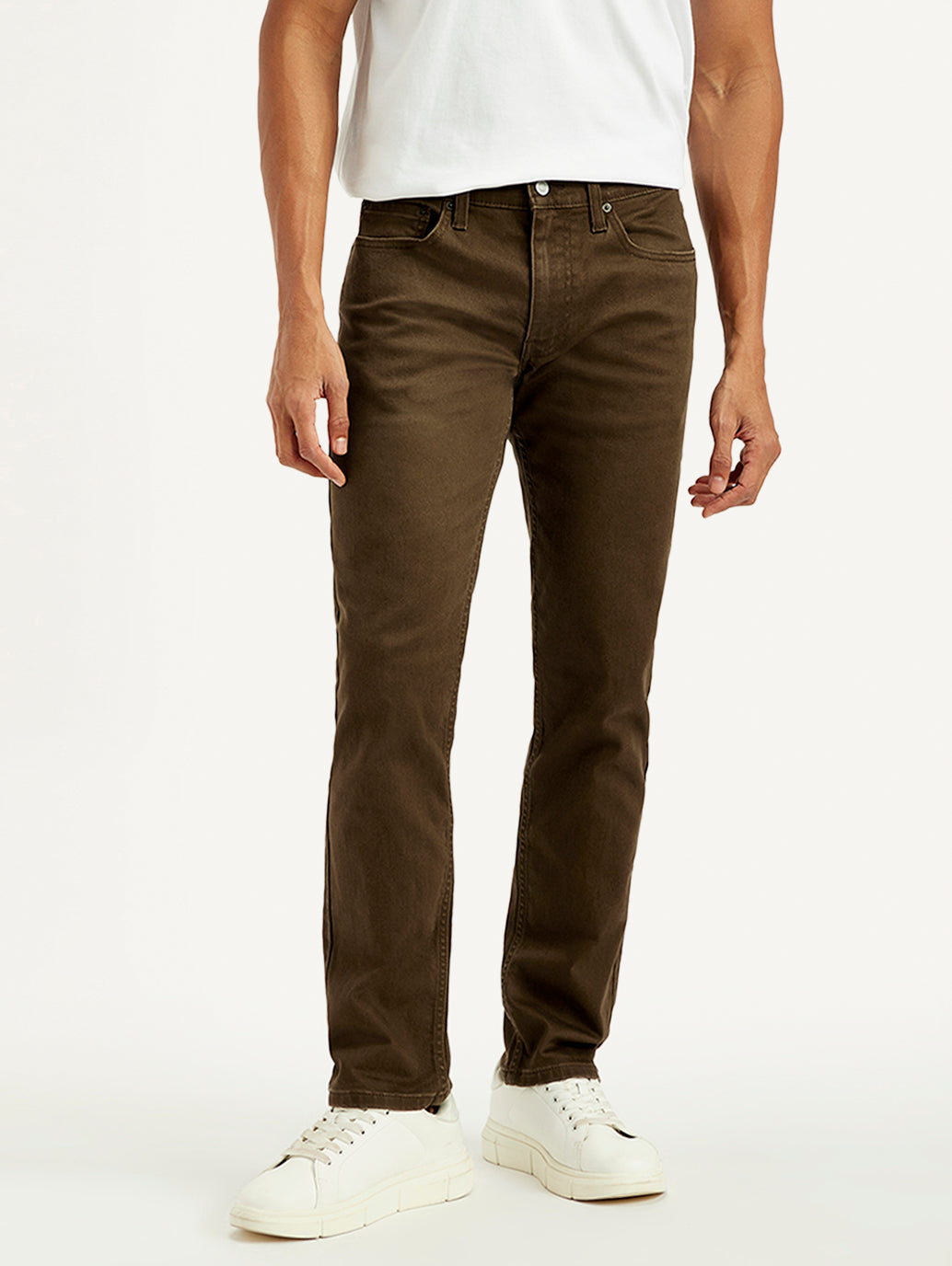 Men's 511 Brown Overdyed Slim Fit Mid Rise Jeans