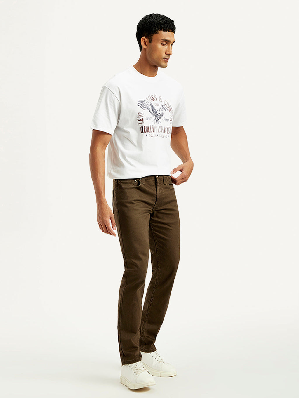 Men's 511 Brown Overdyed Slim Fit Mid Rise Jeans