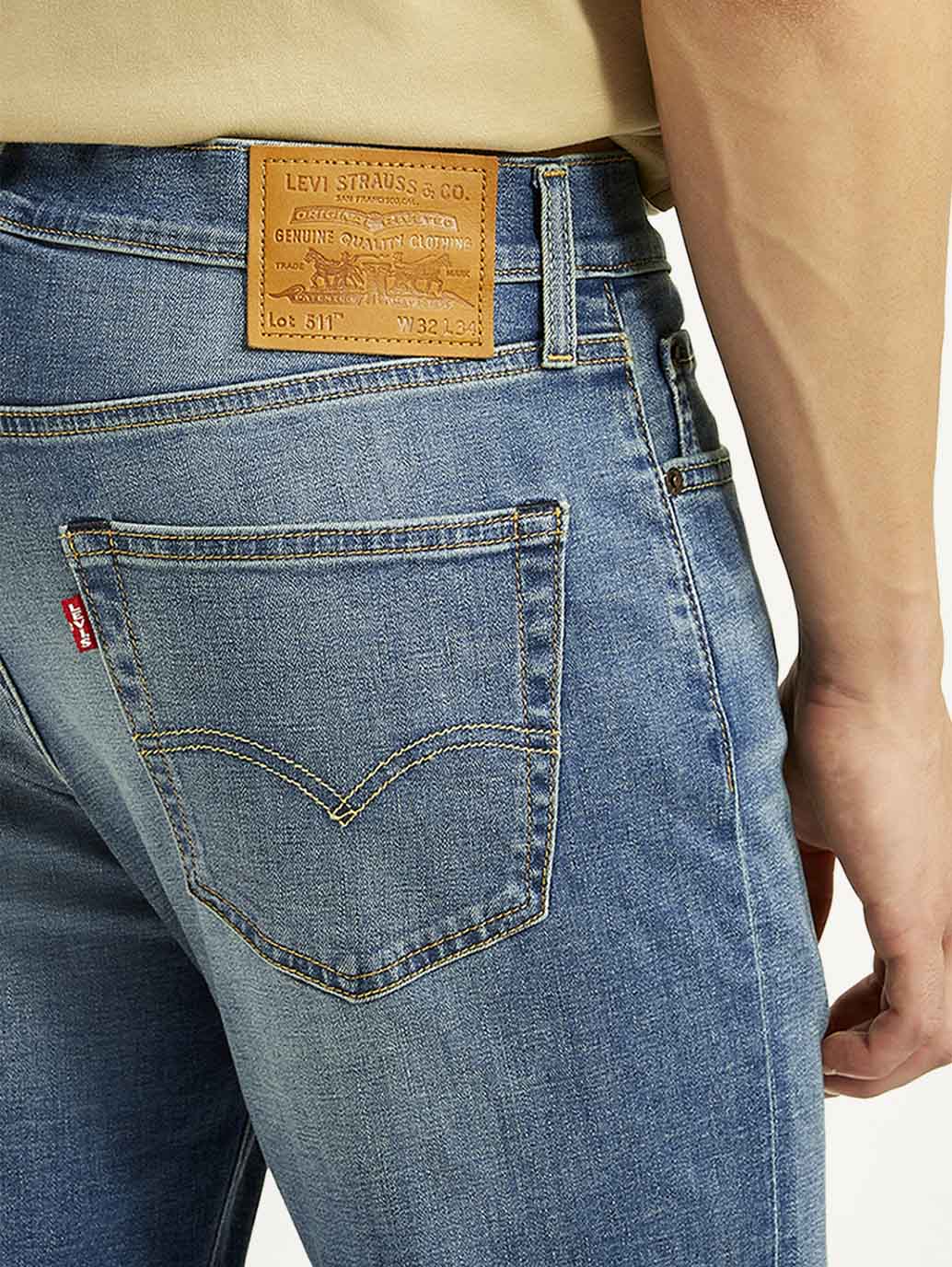 Men's 511 Blue Slim Fit Mid Rise Linen Jeans