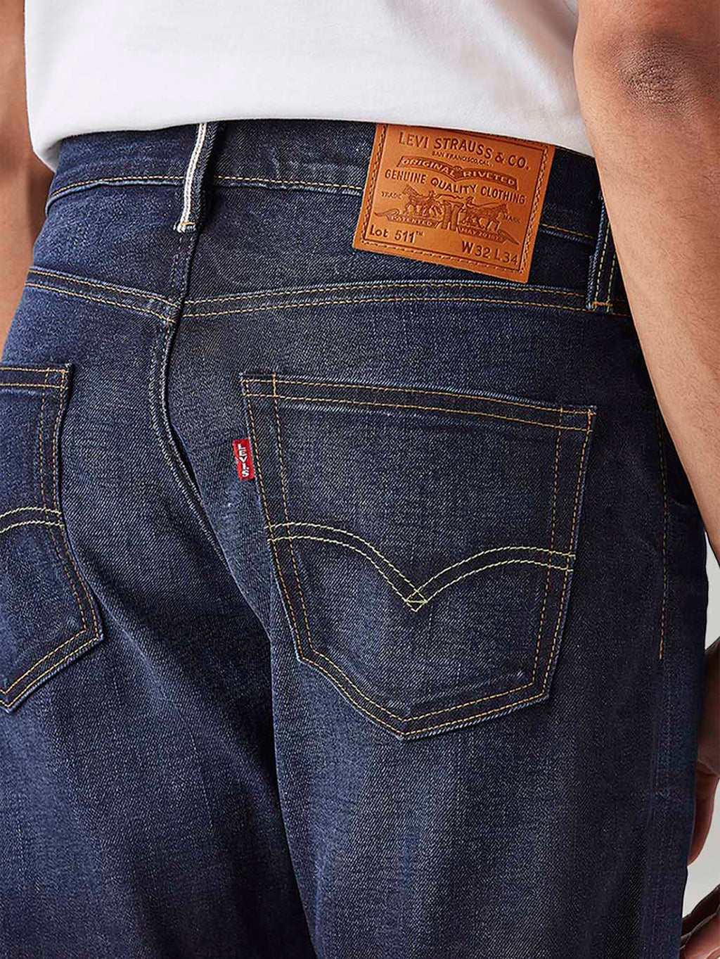 Men's 511 Dark Blue Slim Fit Mid Rise Linen Jeans