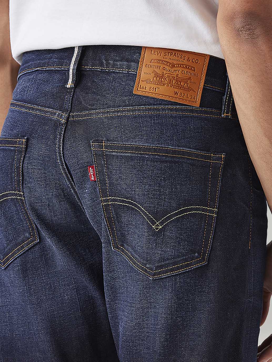 Men's 511 Dark Blue Slim Fit Mid Rise Linen Jeans
