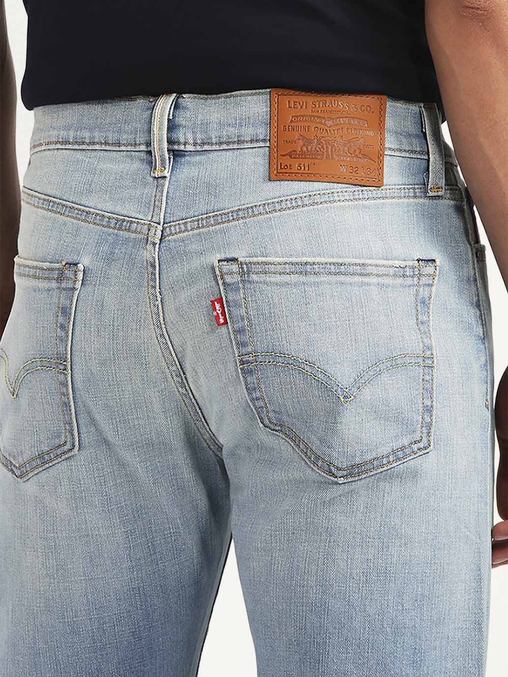 Men's 511 Light Blue Slim Fit Mid Rise Selvedge Jeans