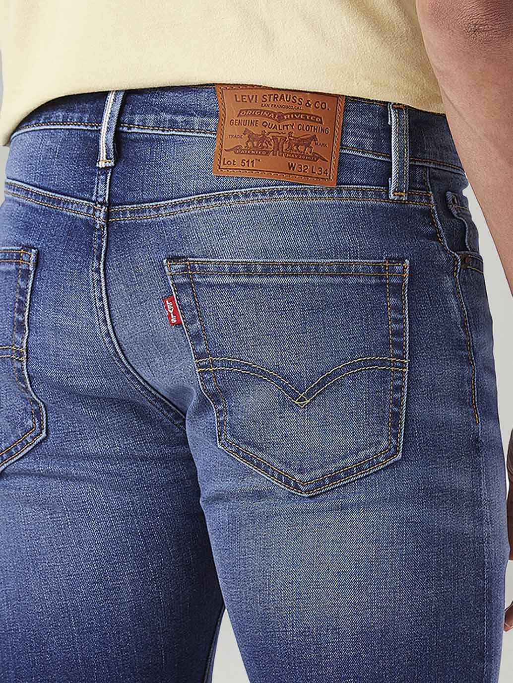 Men's 511 Blue Slim Fit Mid Rise Linen Jeans