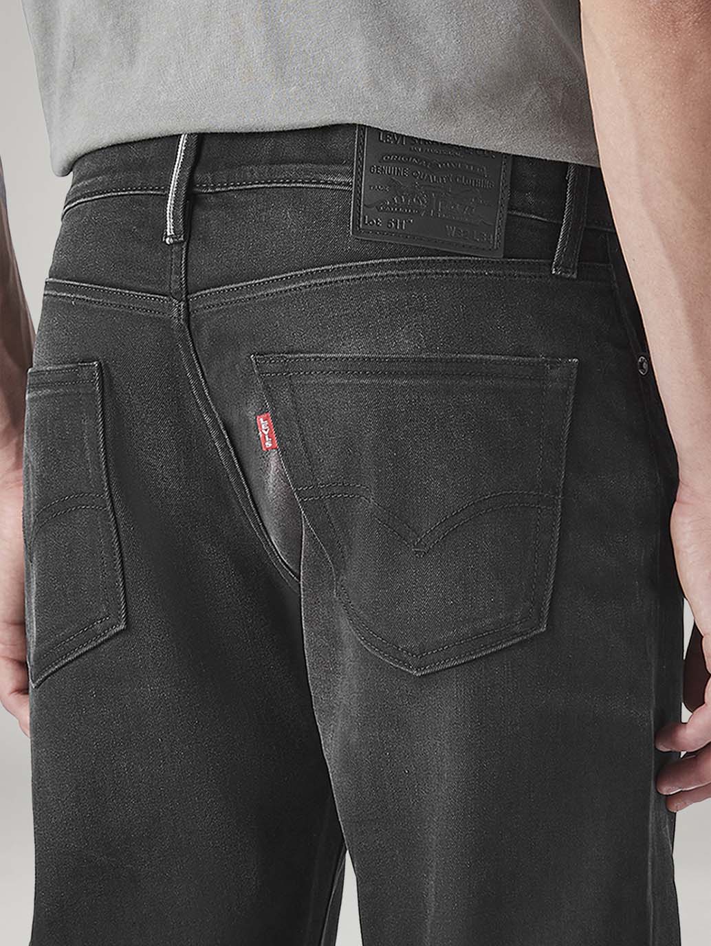 Men's 511 Charcoal Grey Slim Fit Mid Rise Selvedge Jeans