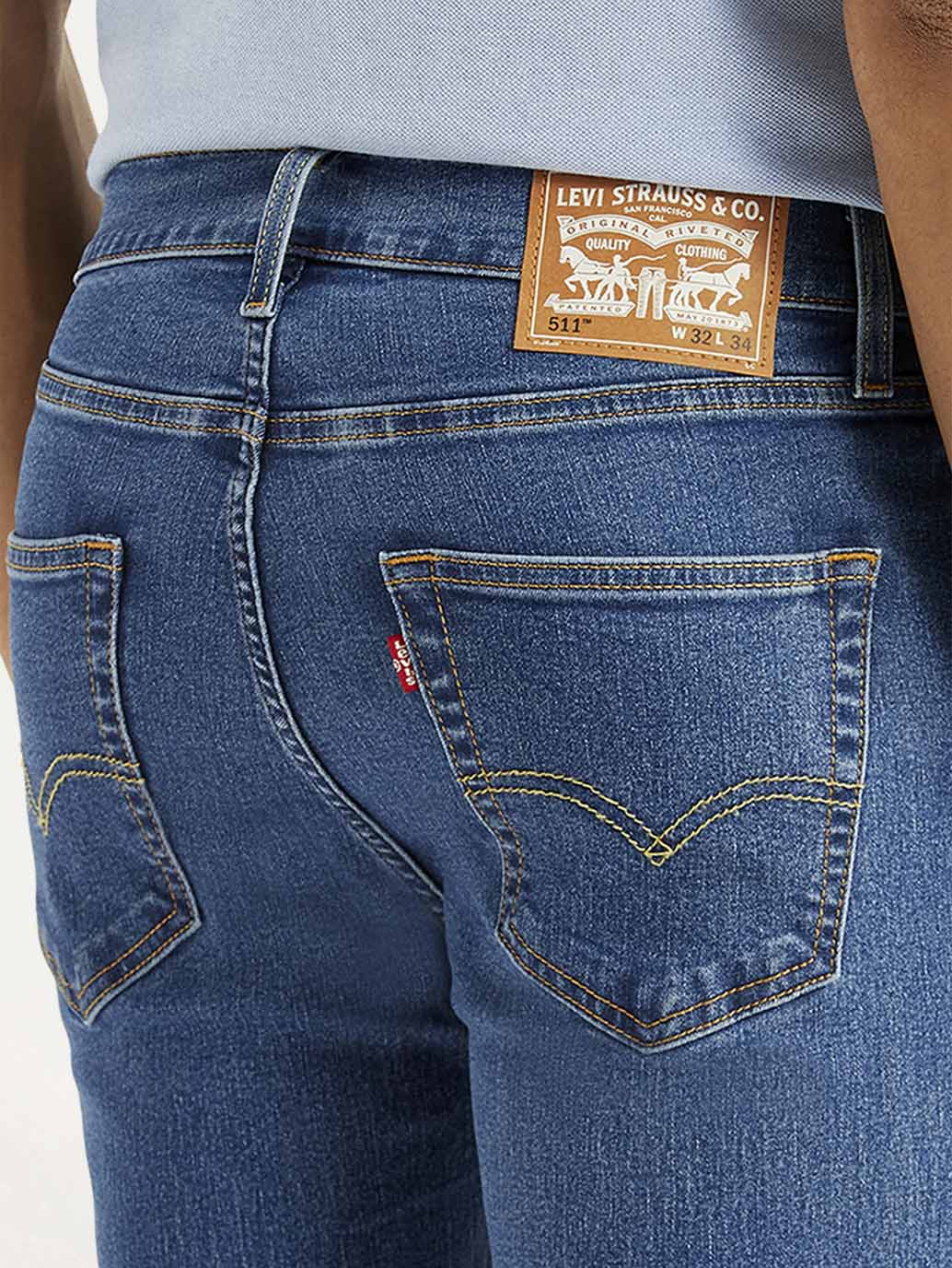 Men's 511 Blue Slim Fit Mid Rise Jeans