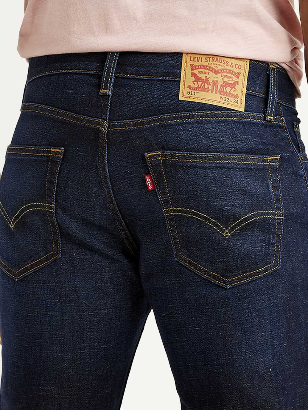 Men's 511 Navy Slim Fit Mid Rise Linen Jeans