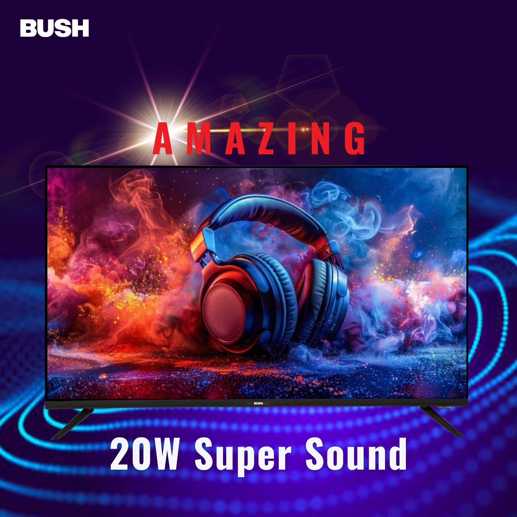 Bush QLED 108 cm (43 inch) Full HD LED Smart Android Based TV 2025 Edition with Remote, Frameless Design and Free to Air channel movie box and Sound bar (QLED-43) BB4300S PRO