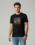 Men Printed Black Cotton Tshirt