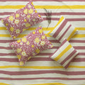 5 PC Cotton Double Bedsheet Set with 2 Pillow + 2 Cushion Covers - Streak Muddy Pink