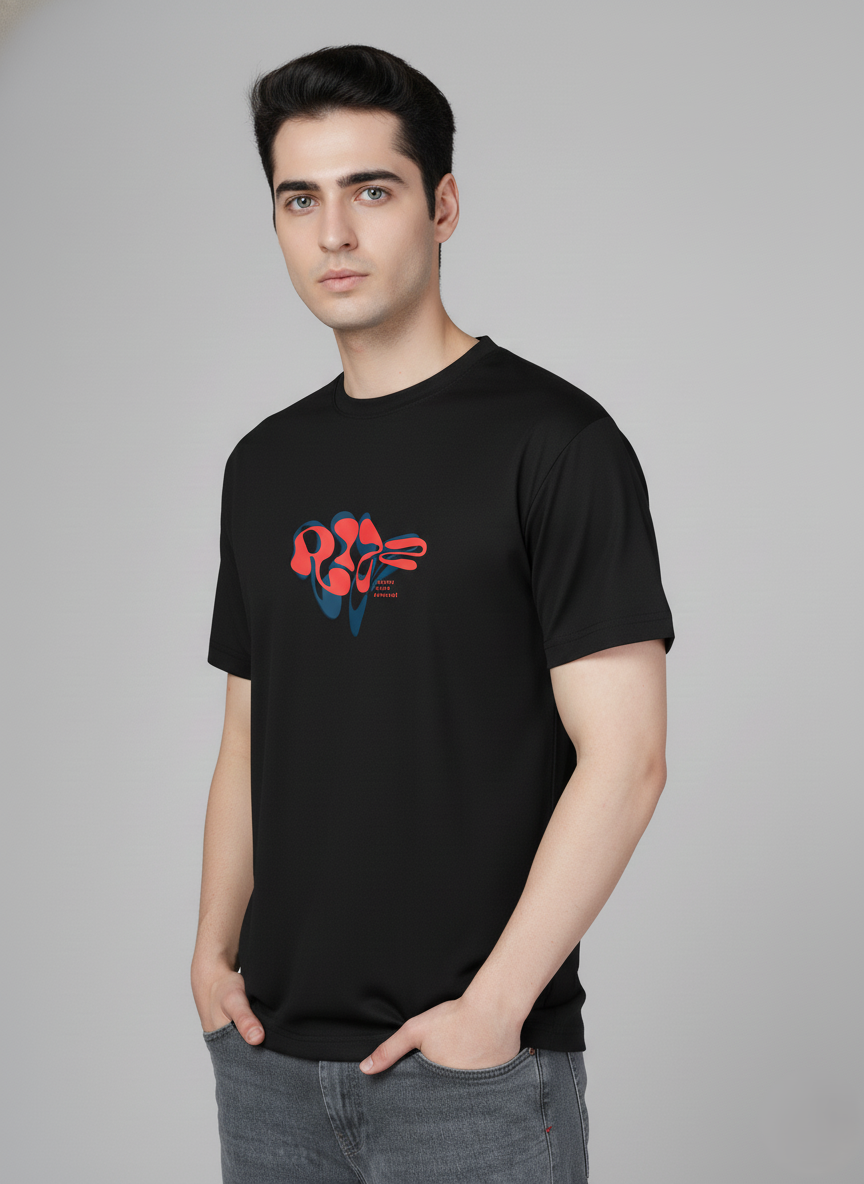 Men Cotton Black Printed Tshirt