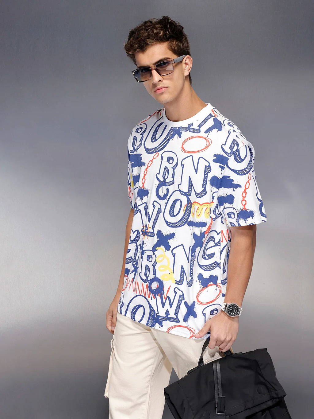 All-over print oversized T-shirt | White