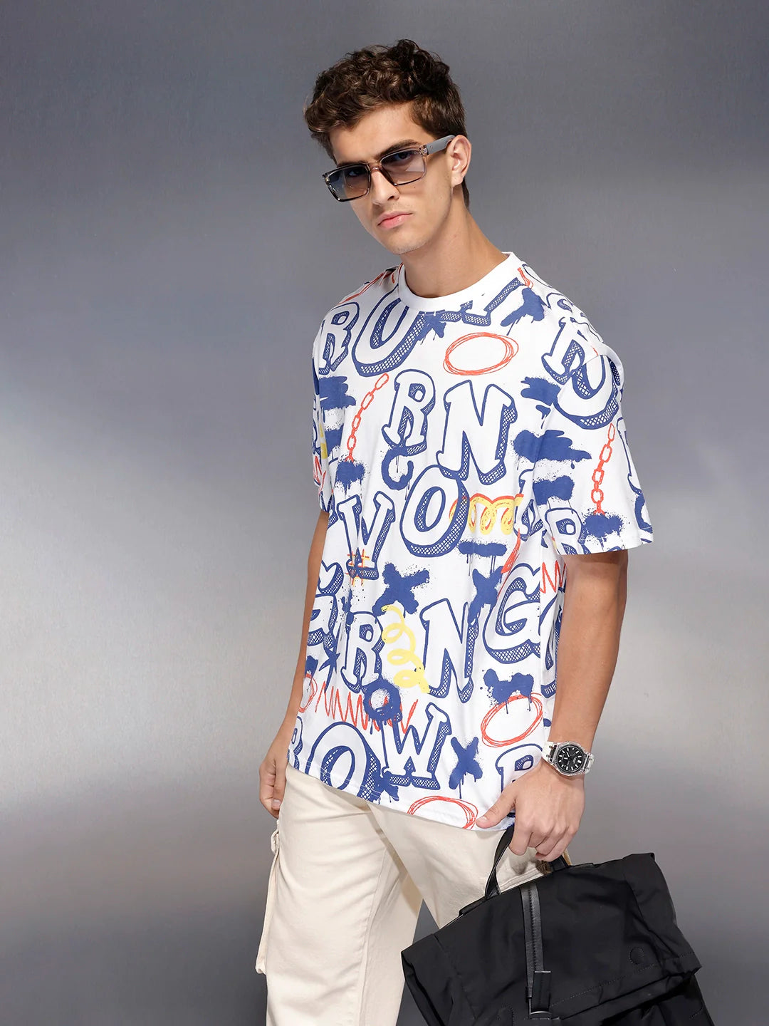 All-over print oversized T-shirt | White