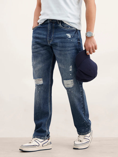 Anti Fit Distressed Denim Jeans  | Blue