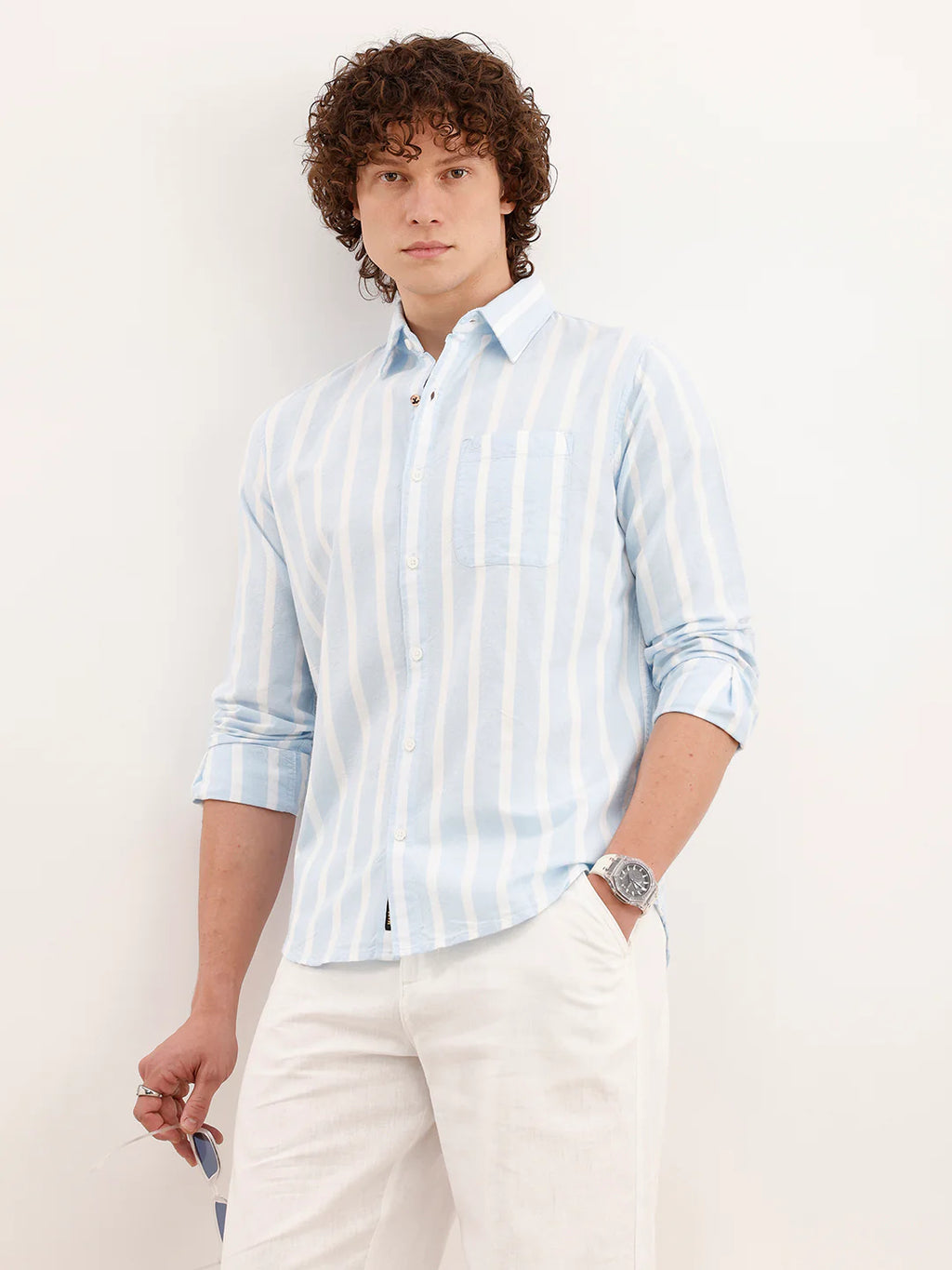 Regular Fit Striped Shirt  | Blue