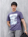 Oversized Washed Distressed Graphic T-Shirt  | Navy Blue
