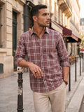 Slim Fit Checkered Shirt  | Peach