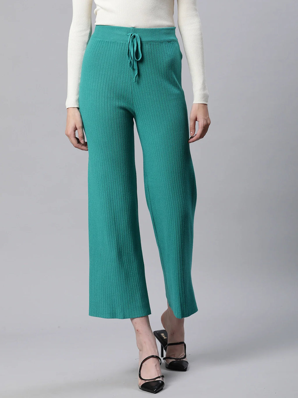 High Rise Green Flared Leg Lower