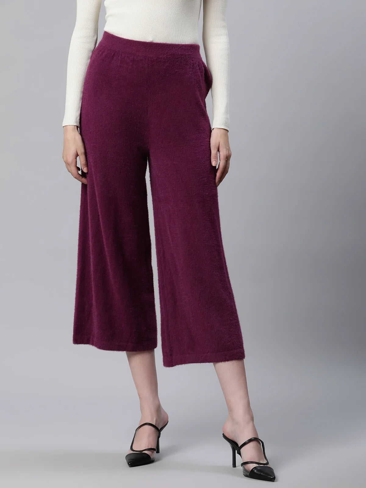 Plum Nylon Loose Fit Lower