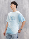 Retro Washed Oversized Fit Tshirt With Logo Print |  Blue