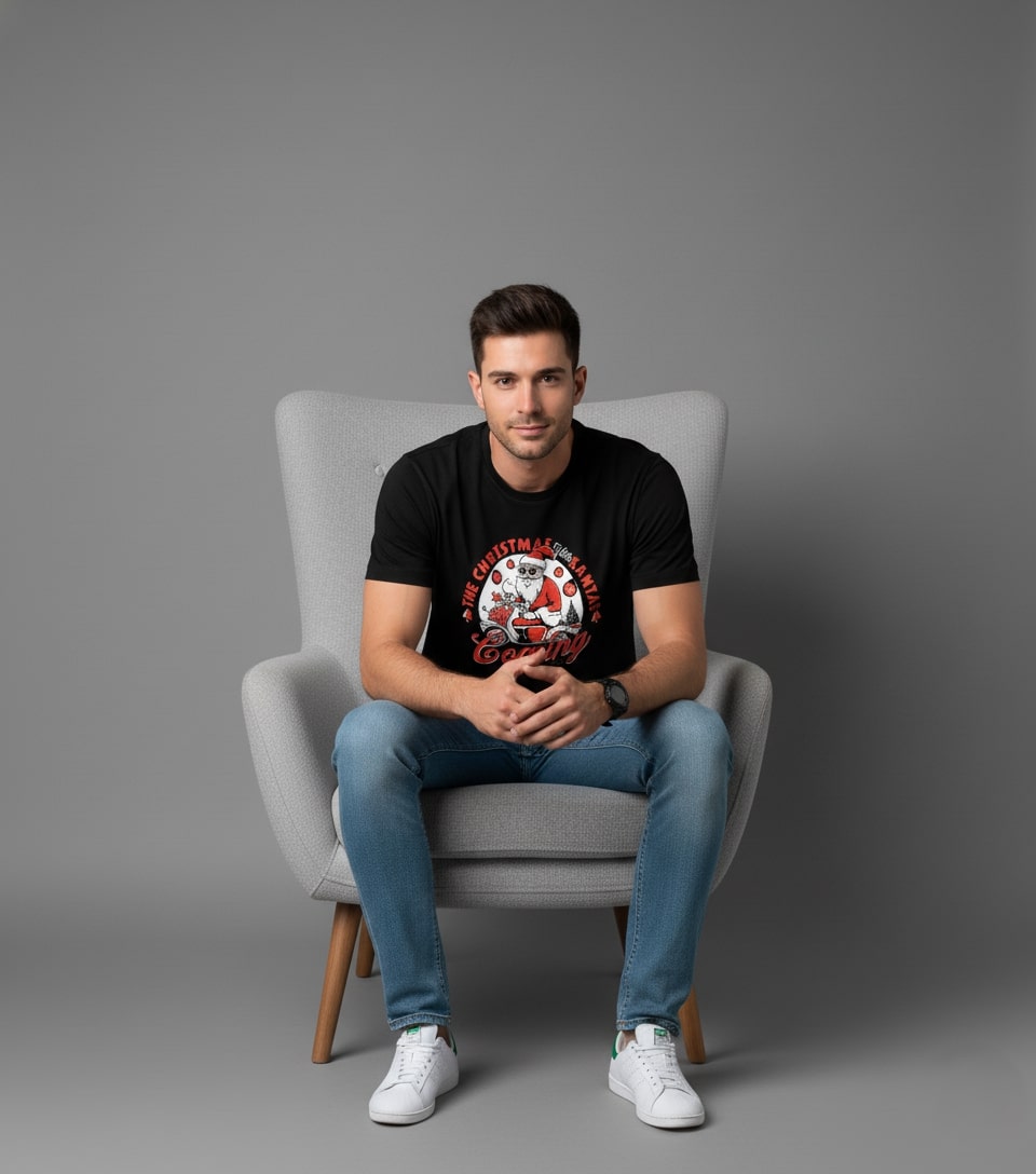 Men Printed Black Cotton Tshirt