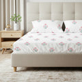 Serene 200 TC 100% Cotton Bedsheet with Pillow Covers - Sunflower - Pomegranate Pink
