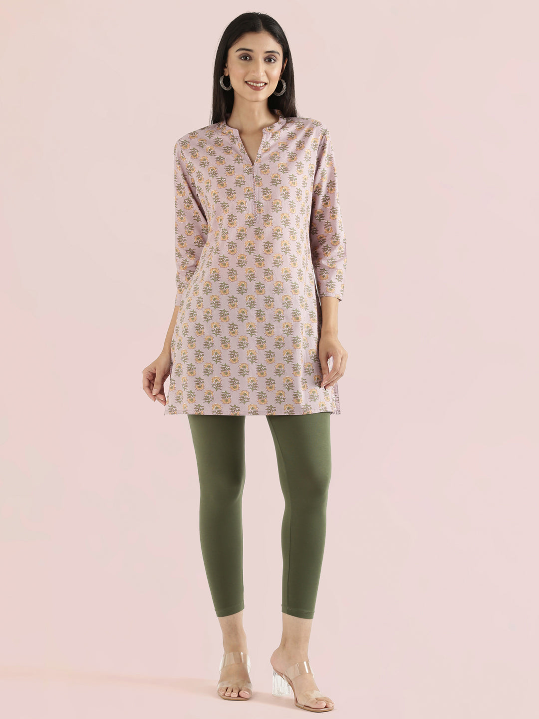 Cotton Sunflower Block Print Short Kurti