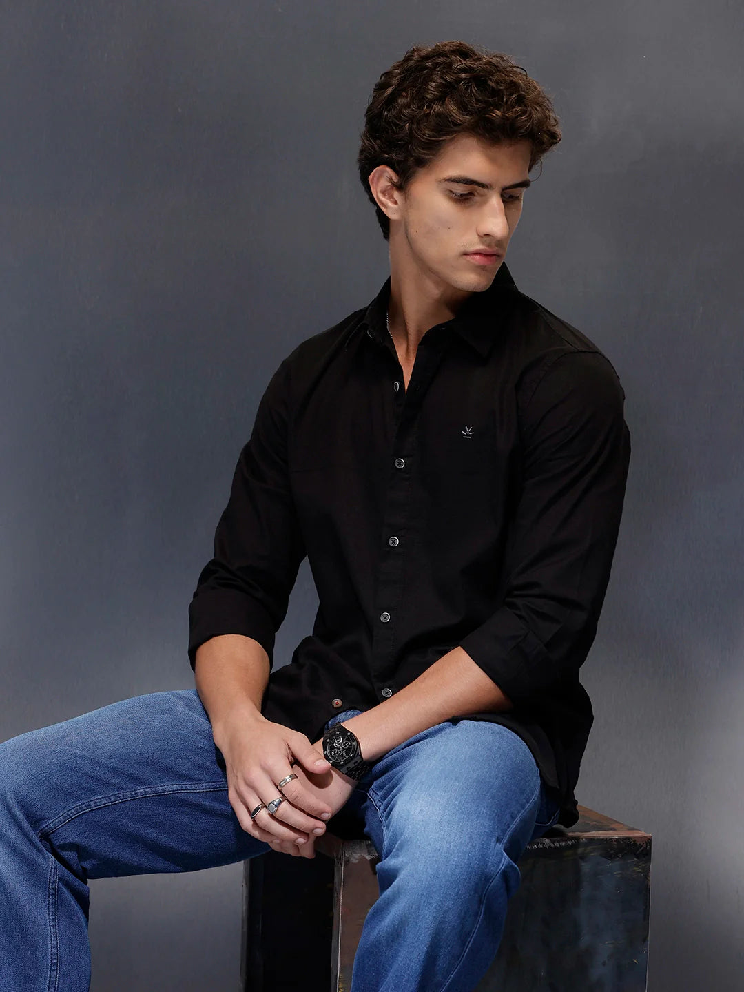 Men's Slim Fit Casual Shirt  |  Black
