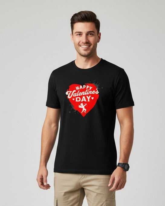 Men Printed Black Cotton Tshirt