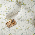 Serene 200 TC 100% Cotton Bedsheet with Pillow Covers - Bloom Pearls Sage Mustard