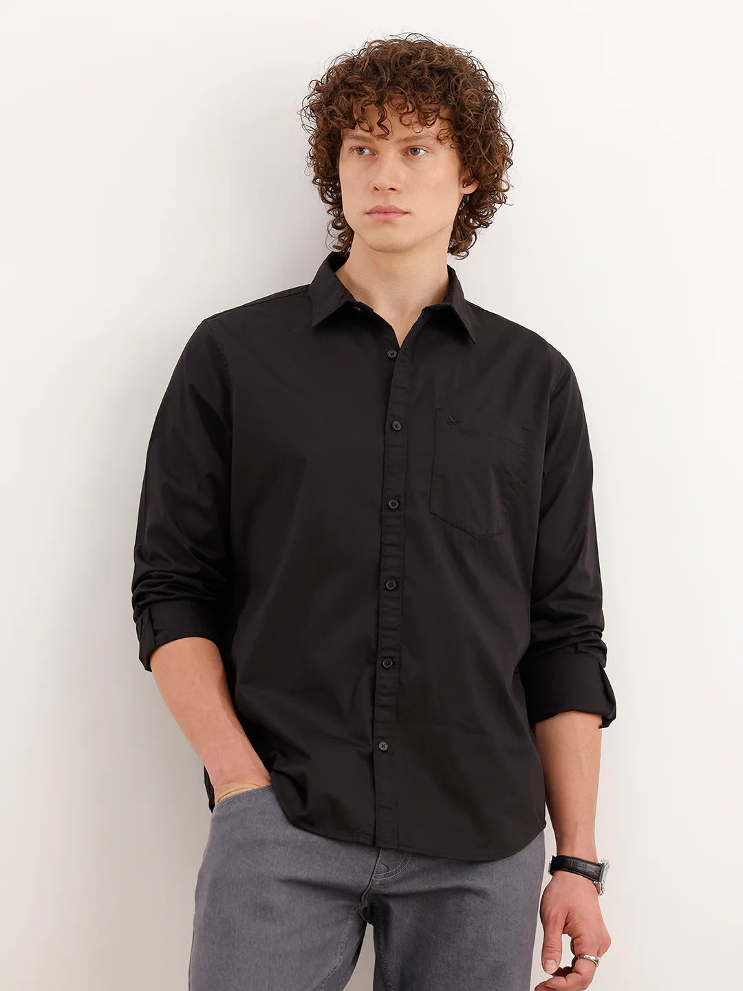 Solid Regular Fit Shirt | Black