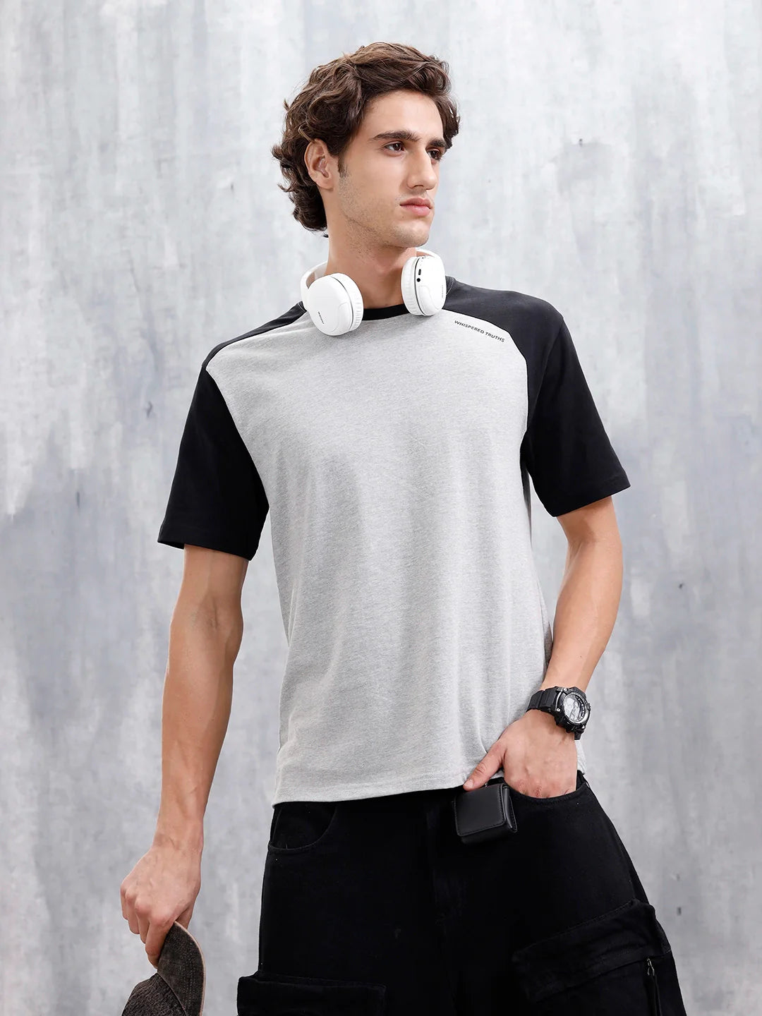 Comfort Fit Men's Colorblocked Tshirt | Grey