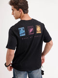 Oversized Placement Printed T-Shirt | Black