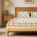Rajasthani Ethnic 100% Cotton Bedsheet with 2 Pillow Covers - Amberjaal Yellow