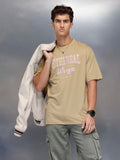 Men’s minimal statement graphic tshirt | Beige