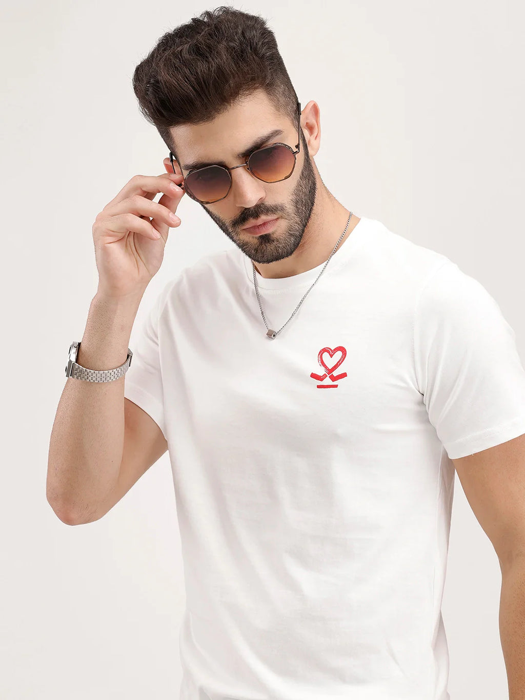 Slim Fit Placement Printed Tee | White